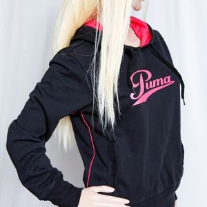 PUMA - Black & Hot Pink Hoodie Womens M